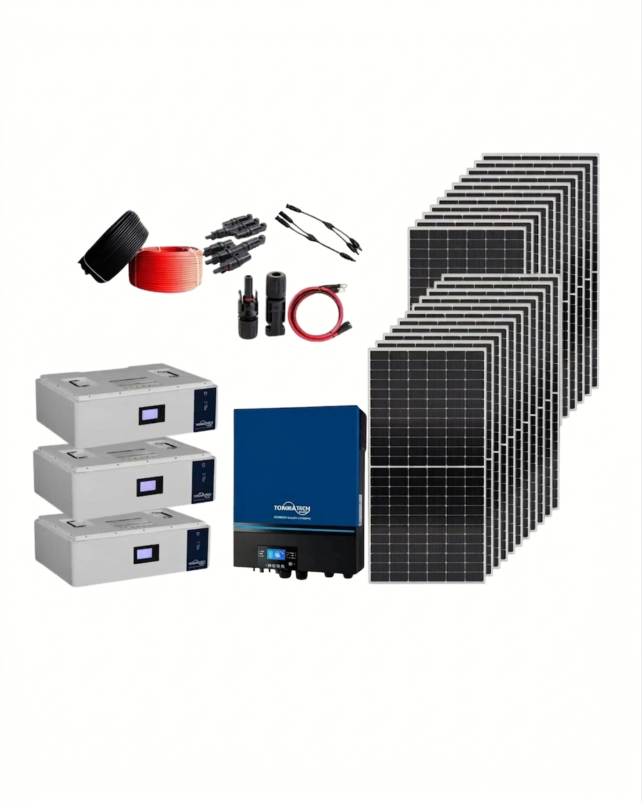 Güneş Enerjisi Solar Paketi 11kva İnverter 550 watt Güneş Paneli 48V 100 Amper Lityum Akü