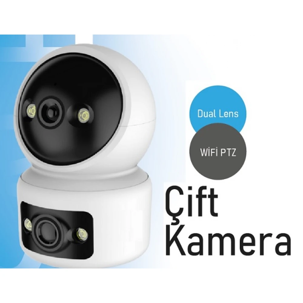 Çift Kameralı Fhd İç Mekan Ptz Wifi Smart Kamera 