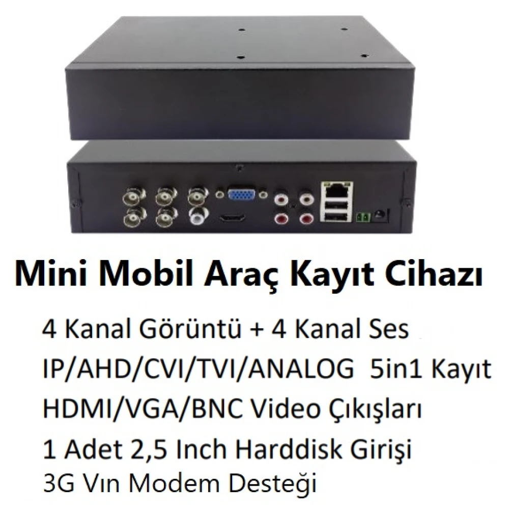 4 Kanal AHD 5 in1 Mini Mobil Kayıt Cihazı